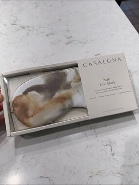 Casaluna Marble Pattern Silk Eye Mask in Brown and Cream